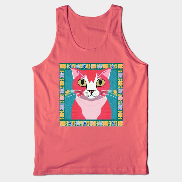 Pink cat in the frame Tank Top by LeahHa